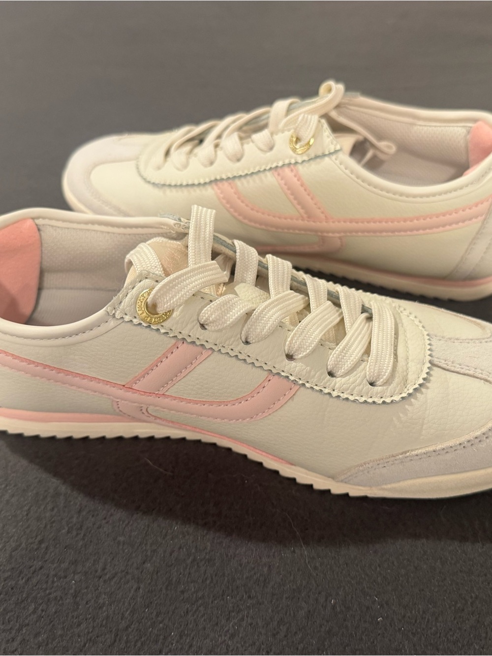 Women's Lucky Step White/Cream and Pink Low-Top Sneakers
